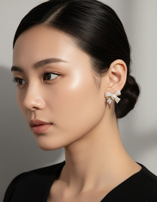 Classic Pearl Bow Studs – Timeless Charm & Grace