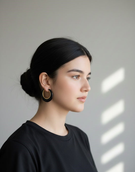 Midnight Eclipse Hoops – Bold Contemporary Glamour